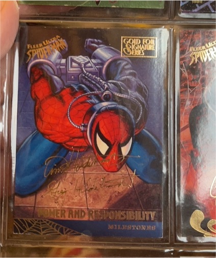 1995 Fleer Ultra Spider-Man #93 Power and Responsibility Milestones Gold Foil Signature — front