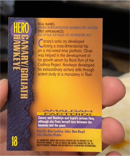 1996 Amalgam Comics #18 Canary Hawkeye Goliath — front