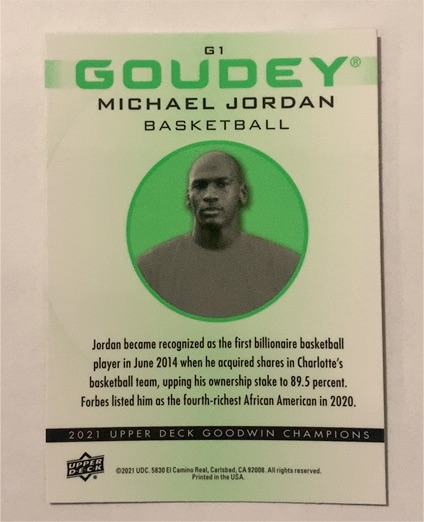 2021 Upper Deck Goodwin Champions #G1 Michael Jordan Goudey — front