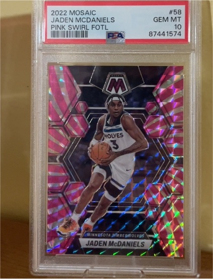 2022 Panini Mosaic #58 Jaden McDaniels Pink Swirl FOTL — front