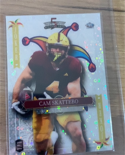 2024 Wild Card 5 Card Draw Stacked Deck #Joker Cam Skattebo — front
