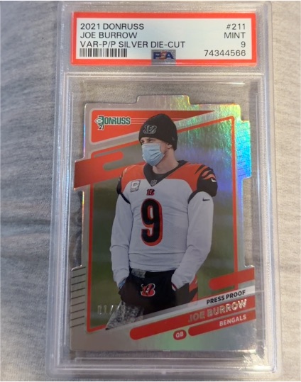 2021 Donruss #211 Joe Burrow Press Proof Silver Die-Cut — front