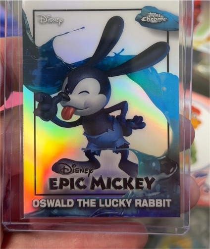 2026 Topps Disney Neon Epic Mickey Chrome #EM-5 Oswald The Lucky Rabbit — front
