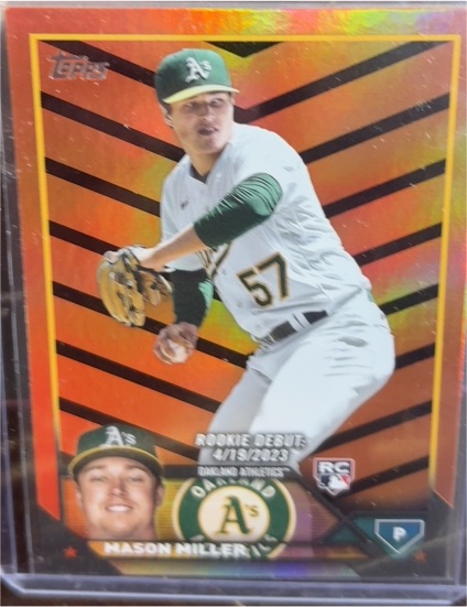2023 Topps Update #US210 Mason Miller Rookie Debut Orange & Black Foil — front