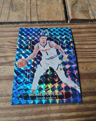 2022-23 Panini Mosaic #44 Michael Porter Jr. Reactive Blue Mosaic Prizm — front
