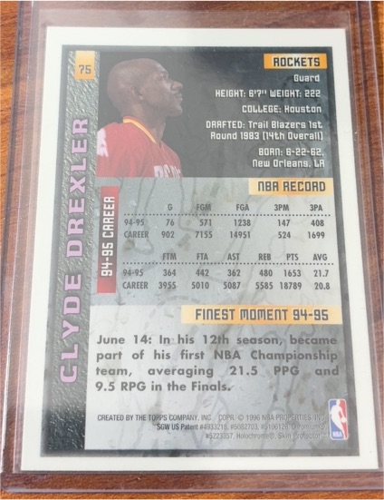1996 Topps #75 Clyde Drexler — front