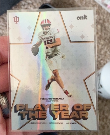 2025 Onit Indiana University Player of the Year #POY-1 Fernando Mendoza — front