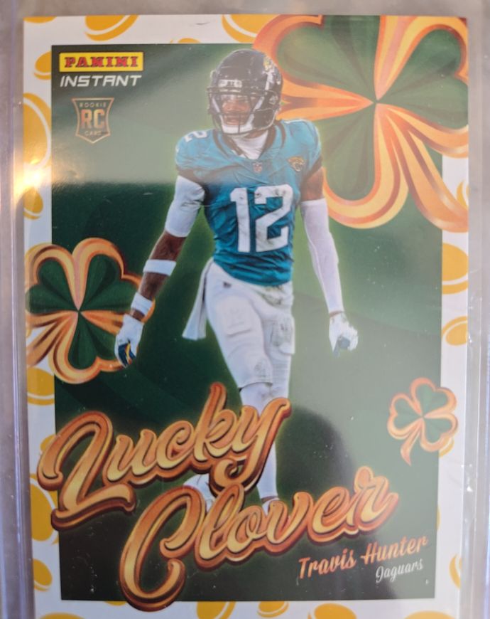 2025 Panini Instant #15 Travis Hunter Lucky Clover Rookie — front