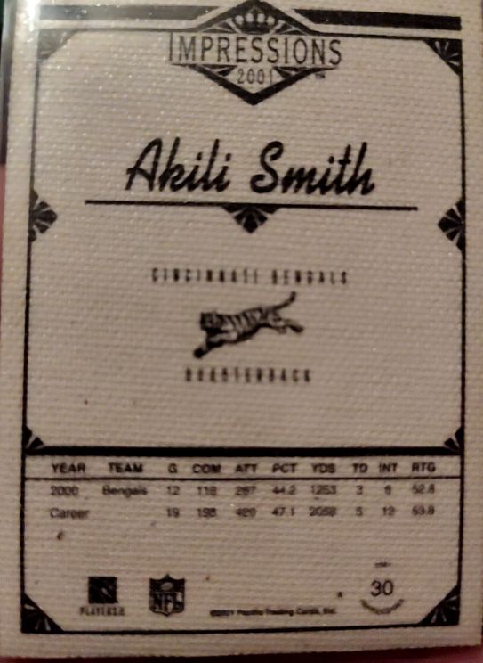 2001 Pacific Impressions #30 Akili Smith — front
