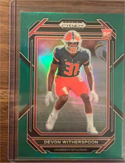 2023 Panini Prizm Draft Picks #179 Devon Witherspoon Green Prizm Rookie Card — front