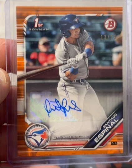 2019 Bowman #28 Santiago Espinal — front