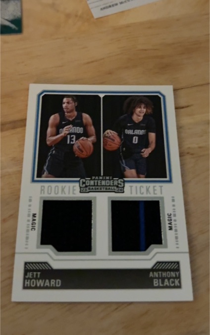 2023-24 Panini Contenders #RT2-MAG Jett Howard Anthony Black Rookie Ticket Dual Swatches — front