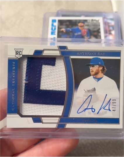 2020 Panini National Treasures Rookie Material Signatures #RPA Anthony Kay — front