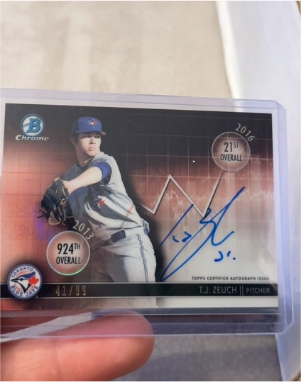 2016 Bowman Chrome Draft Dividends #DD-TZ T.J. Zeuch — front