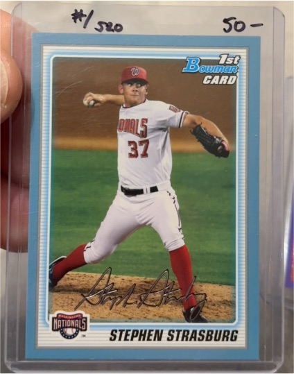 2010 Bowman #BP1 Stephen Strasburg — front