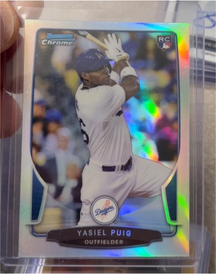 2013 Bowman Chrome #1 Yasiel Puig Rookie Card — front