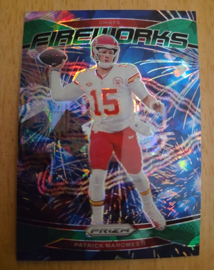 2024 Panini Prizm Fireworks Green Wave #1 Patrick Mahomes II — front