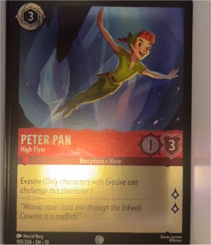 2023 Lorcana Whispers in the Well #105 Peter Pan High Flyer — front