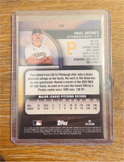 2024 Topps Update #105 Paul Skenes — front