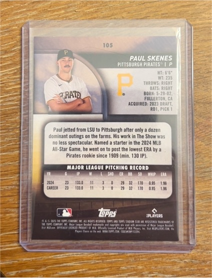 2026 Topps Series 1 #105 Paul Skenes — front
