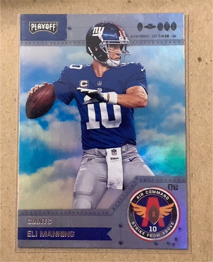 2018 Panini Playoff #7 Eli Manning Air Command Strike from Above — front