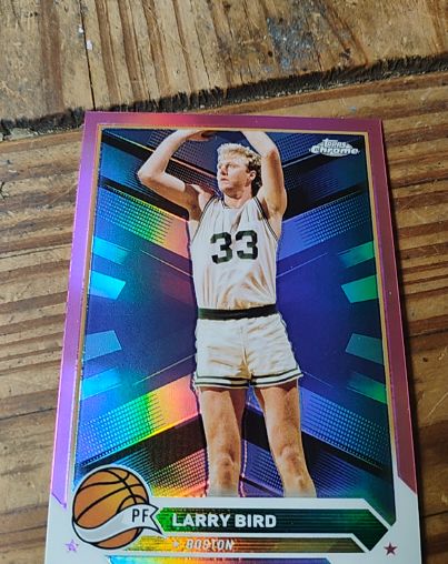 2023-24 Topps Chrome #175 Larry Bird Pink Refractor — front
