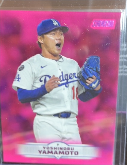 2025 Topps Stadium Club #184 Yoshinobu Yamamoto Pink Parallel Los Angeles Dodgers — front
