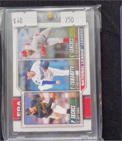 2026 Topps #203 National League ERA Leaders Paul Skenes Yoshinobu Yamamoto Kyle Sanchez — front