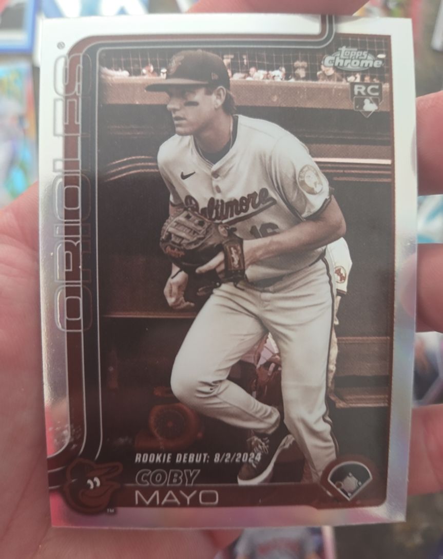 2025 Topps Chrome Update #USC94 Coby Mayo Sepia Refractor Rookie Debut — front