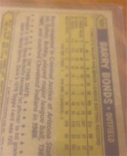 1987 Topps #320 Barry Bonds — front