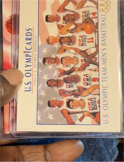 1992 Impel U.S. Olympicards #18 Michael Jordan, Magic Johnson, Larry Bird — front