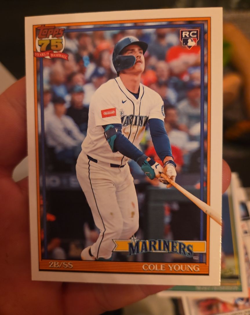 2026 Topps Series 1 1991 Throwback #T91-98 Cole Young Rookie Seattle Mariners — front