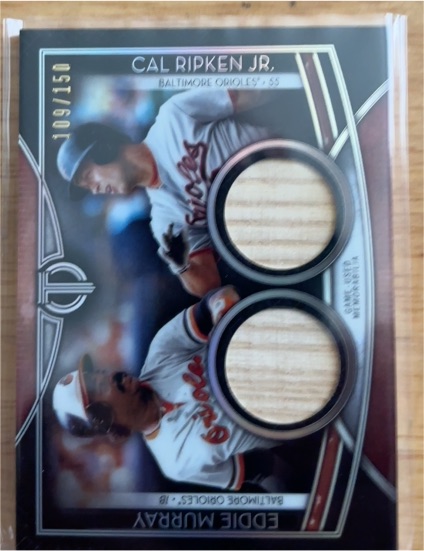2020 Topps Tribute Dual Relics #DR-CR Cal Ripken Jr / Eddie Murray — front