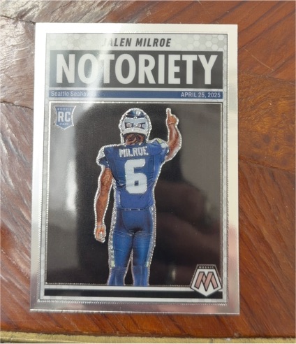 2025 Panini Mosaic #15 Jalen Milroe Notoriety Rookie Card Seattle Seahawks — front