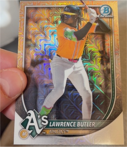 2025 Bowman Chrome #65 Lawrence Butler Mojo Refractor Oakland Athletics — front