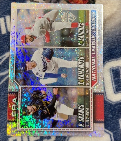 2026 Topps Series 1 #203 NL ERA Leaders C. Sanchez, Y. Yamamoto, D. Skenes — front