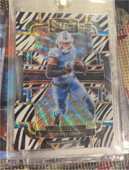 2023 Panini Select - Concourse Jahmyr Gibbs #34 Zebra Prizm Die-Cut — front