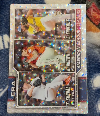 2026 Topps Series 1 #327 American League ERA Leaders Tarik Skubal, Hunter Brown, Garrett Crochet — front