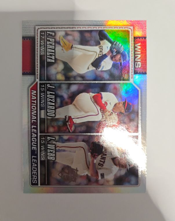 2026 Topps Series 1 #117 National League Wins Leaders Freddy Peralta J. Luzardo L. Webb — front
