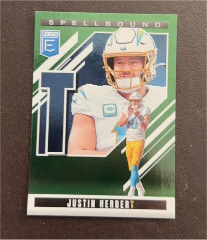 2025 Panini Donruss Elite #40 Justin Herbert Spellbound Green — front