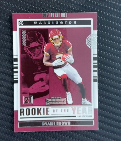 2021 Panini Contenders #ROY-DBRO Dyami Brown Rookie of the Year — front