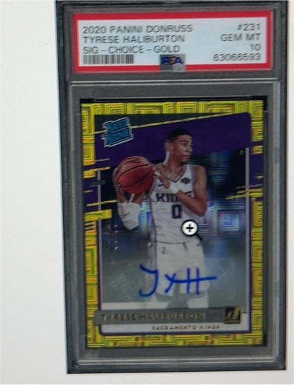2020 Panini Donruss #231 Tyrese Haliburton Signature Choice Gold — front