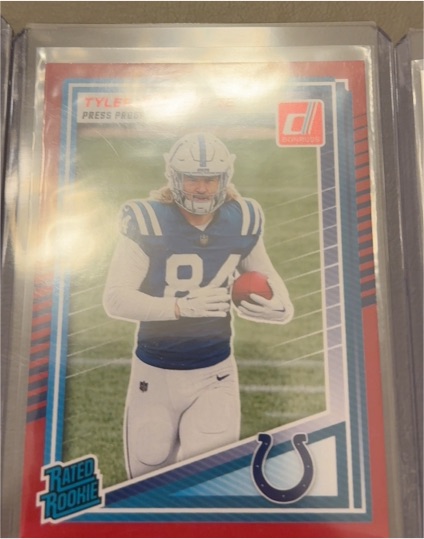 2025 Panini Donruss #337 Tyler Warren Rated Rookie Press Proof Red — front