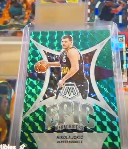 2023-24 Panini Mosaic #15 Nikola Jokic Epic Performers Green Mosaic — front