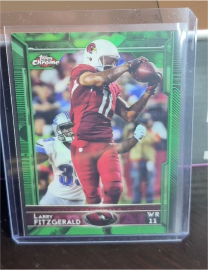 2015 Topps Chrome #58 Larry Fitzgerald Green Refractor — front