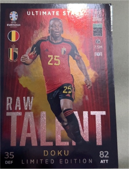 2024 Topps Match Attax Raw Talent Limited Edition Ultimate Stage Doku — front