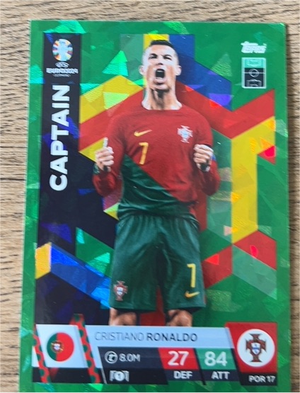 2024 Topps Match Attax UEFA Euro #POR17 Cristiano Ronaldo Captain Green Parallel — front