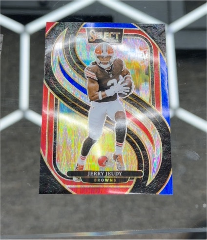 2024 Panini Select #169 Jerry Jeudy Red & Blue Prizm Shock — front