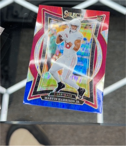 2024 Panini Select #28 Marvin Harrison Jr. Red & Blue Prizm Shock — front