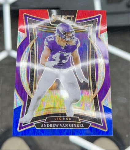 2024 Panini Select #6 Andrew Van Ginkel Minnesota Vikings Red & Blue Shock Prizm — front